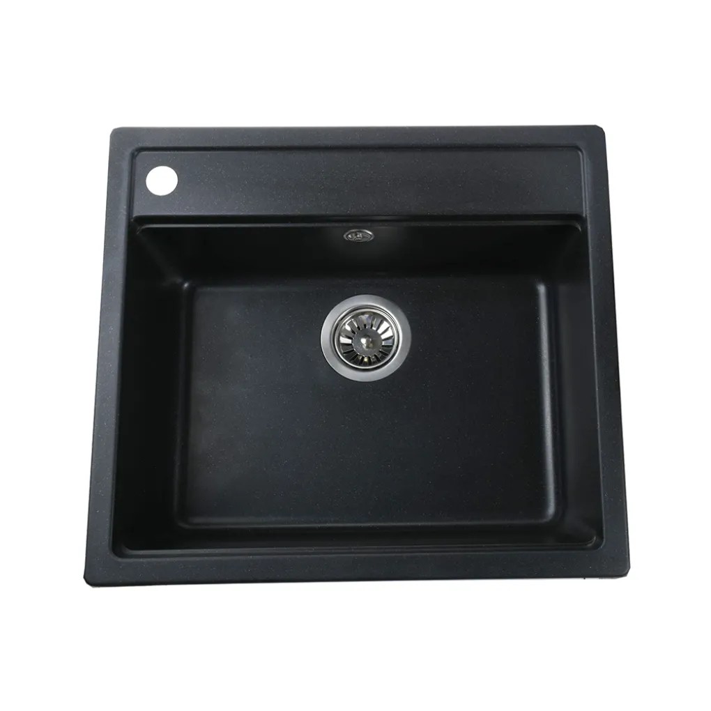 Гранітна мийка Globus Lux VOLTA 570х510-А0001, чорний металiк- Фото 1